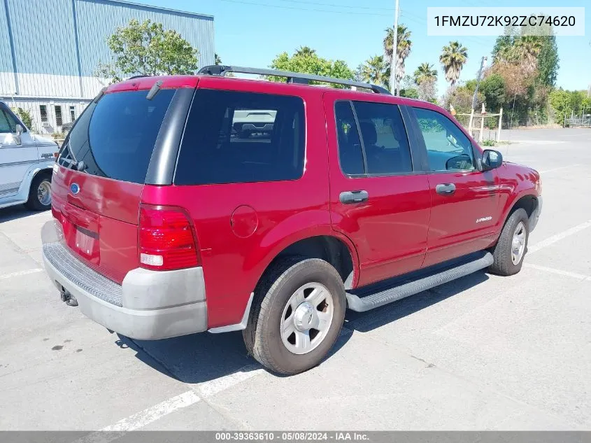 2002 Ford Explorer Xls VIN: 1FMZU72K92ZC74620 Lot: 39363610