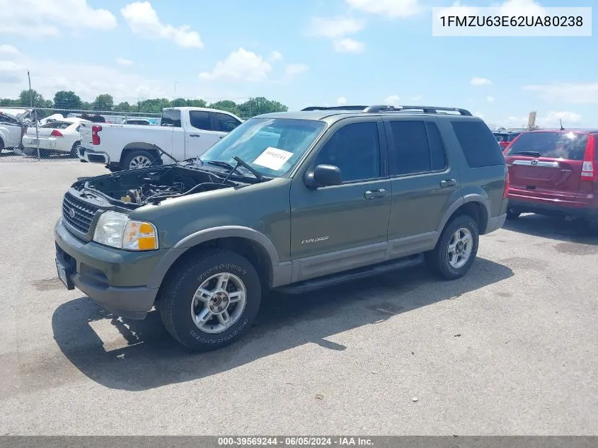 2002 Ford Explorer Xlt VIN: 1FMZU63E62UA80238 Lot: 39569244