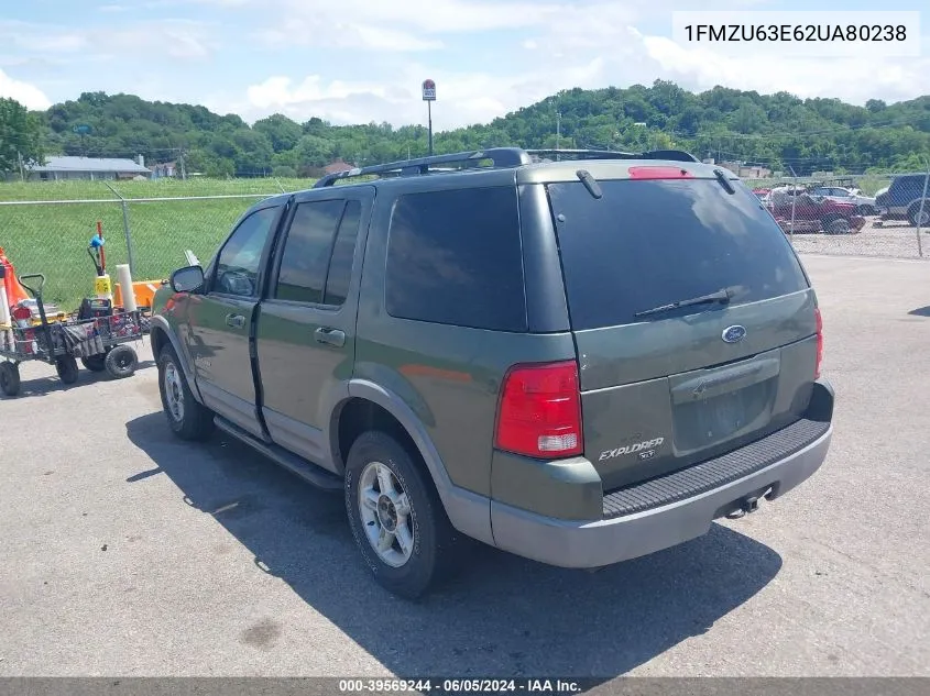 2002 Ford Explorer Xlt VIN: 1FMZU63E62UA80238 Lot: 39569244