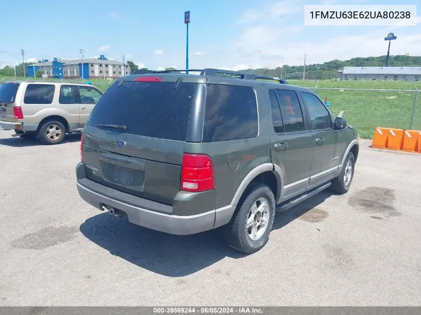 2002 Ford Explorer Xlt VIN: 1FMZU63E62UA80238 Lot: 39569244