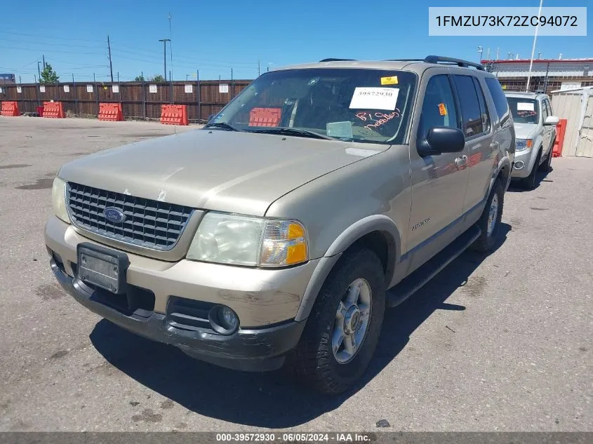 2002 Ford Explorer Xlt VIN: 1FMZU73K72ZC94072 Lot: 40532737