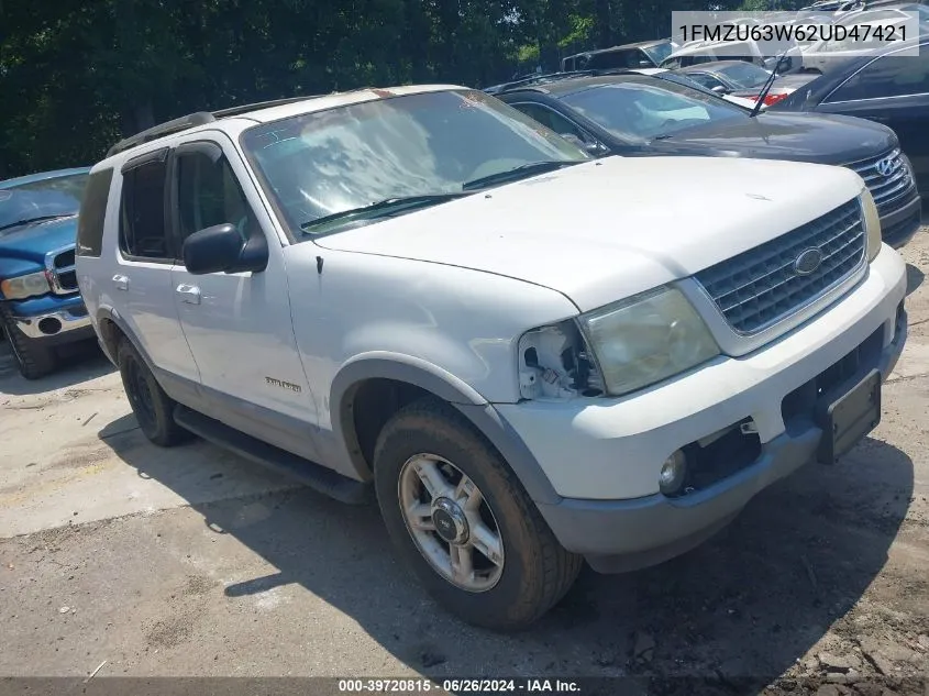 2002 Ford Explorer Xlt VIN: 1FMZU63W62UD47421 Lot: 39720815