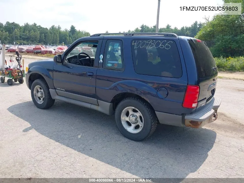 2002 Ford Explorer Sport VIN: 1FMZU70E52UC59803 Lot: 40098066