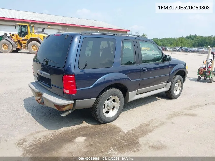 2002 Ford Explorer Sport VIN: 1FMZU70E52UC59803 Lot: 40098066