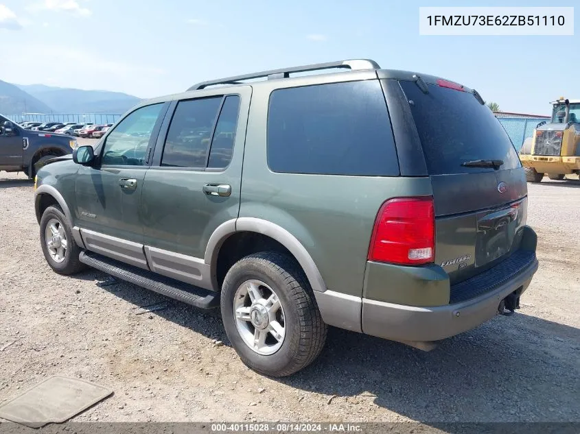 2002 Ford Explorer Xlt VIN: 1FMZU73E62ZB51110 Lot: 40115028