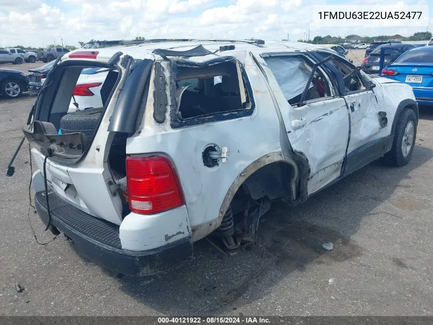 2002 Ford Explorer Xlt VIN: 1FMDU63E22UA52477 Lot: 40121922