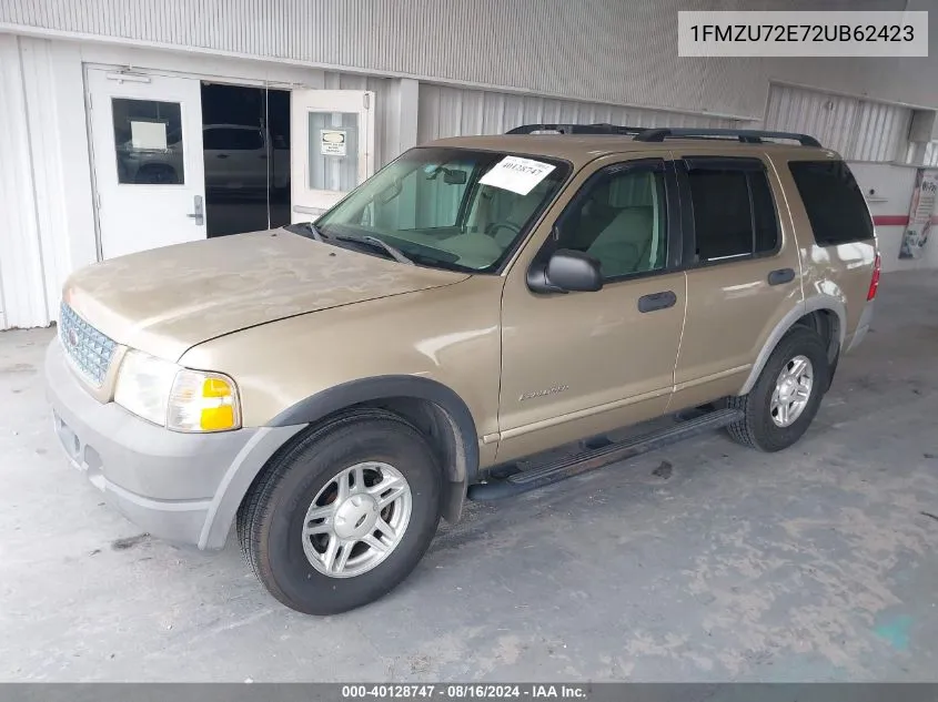 2002 Ford Explorer Xls VIN: 1FMZU72E72UB62423 Lot: 40128747