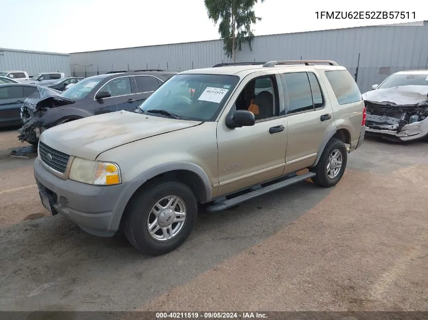 2002 Ford Explorer Xls VIN: 1FMZU62E52ZB57511 Lot: 40211519