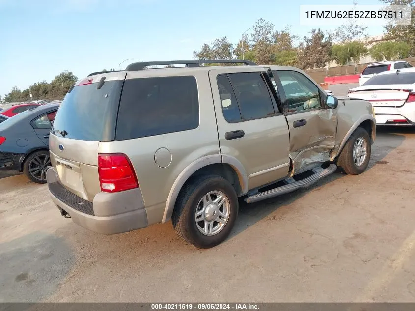 2002 Ford Explorer Xls VIN: 1FMZU62E52ZB57511 Lot: 40211519