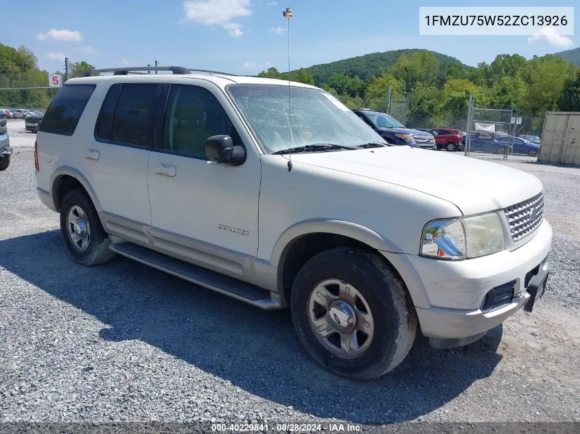 2002 Ford Explorer Limited VIN: 1FMZU75W52ZC13926 Lot: 40229841