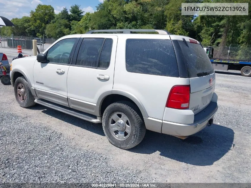 2002 Ford Explorer Limited VIN: 1FMZU75W52ZC13926 Lot: 40229841