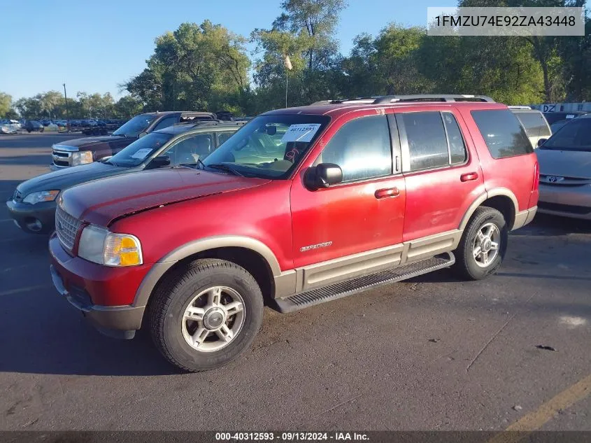 2002 Ford Explorer Eddie Bauer VIN: 1FMZU74E92ZA43448 Lot: 40312593