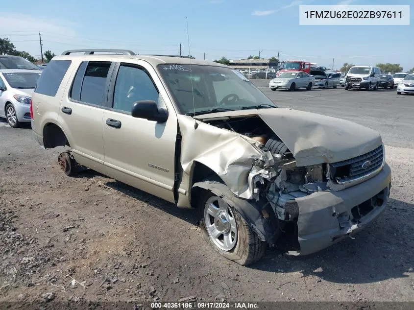 2002 Ford Explorer Xls VIN: 1FMZU62E02ZB97611 Lot: 40361186