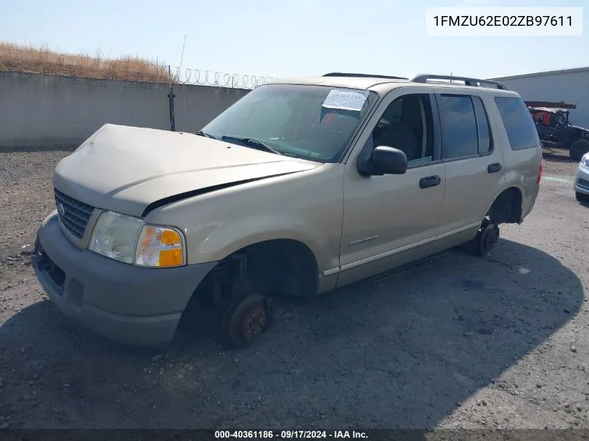 2002 Ford Explorer Xls VIN: 1FMZU62E02ZB97611 Lot: 40361186