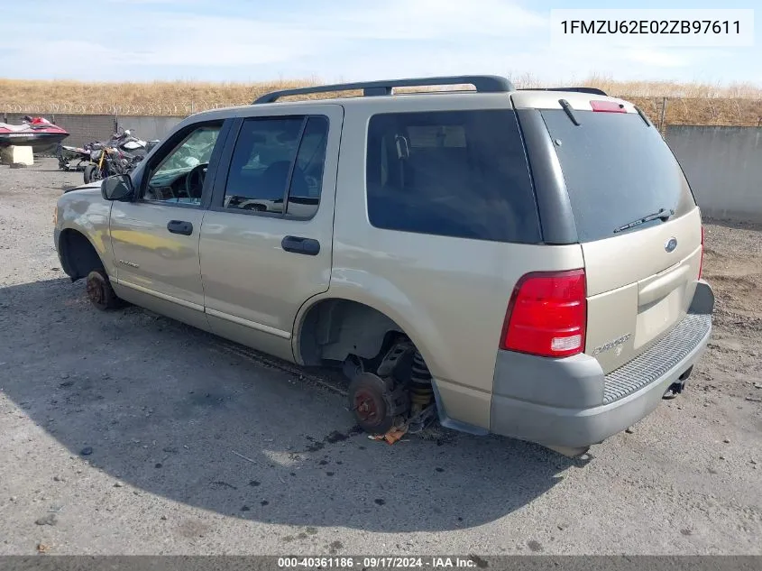 2002 Ford Explorer Xls VIN: 1FMZU62E02ZB97611 Lot: 40361186