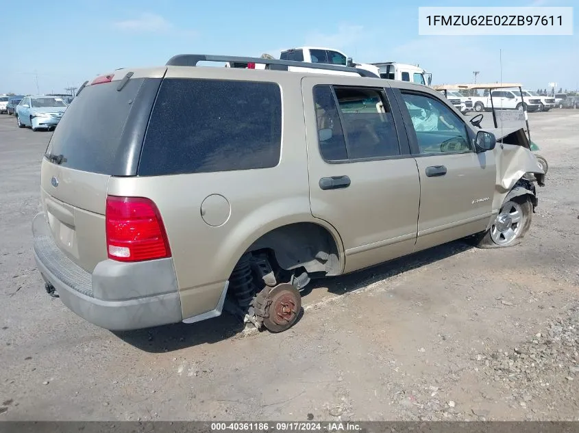 2002 Ford Explorer Xls VIN: 1FMZU62E02ZB97611 Lot: 40361186