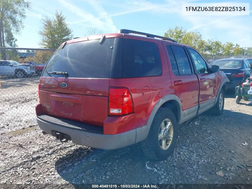 2002 Ford Explorer Xlt VIN: 1FMZU63E82ZB25134 Lot: 40481019