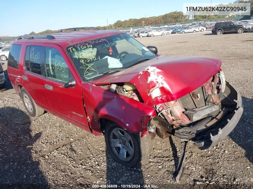 2002 Ford Explorer Xls VIN: 1FMZU62K42ZC90945 Lot: 40636609