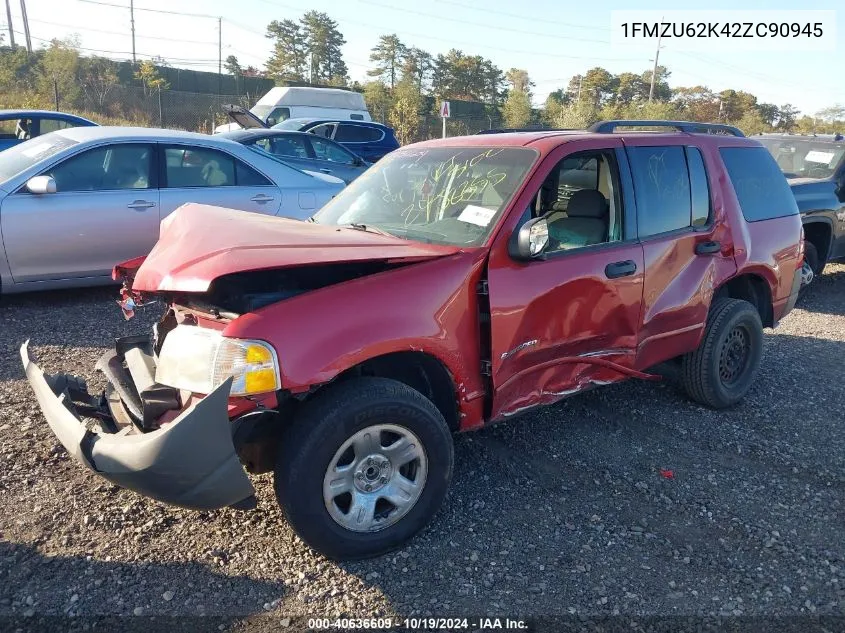 2002 Ford Explorer Xls VIN: 1FMZU62K42ZC90945 Lot: 40636609