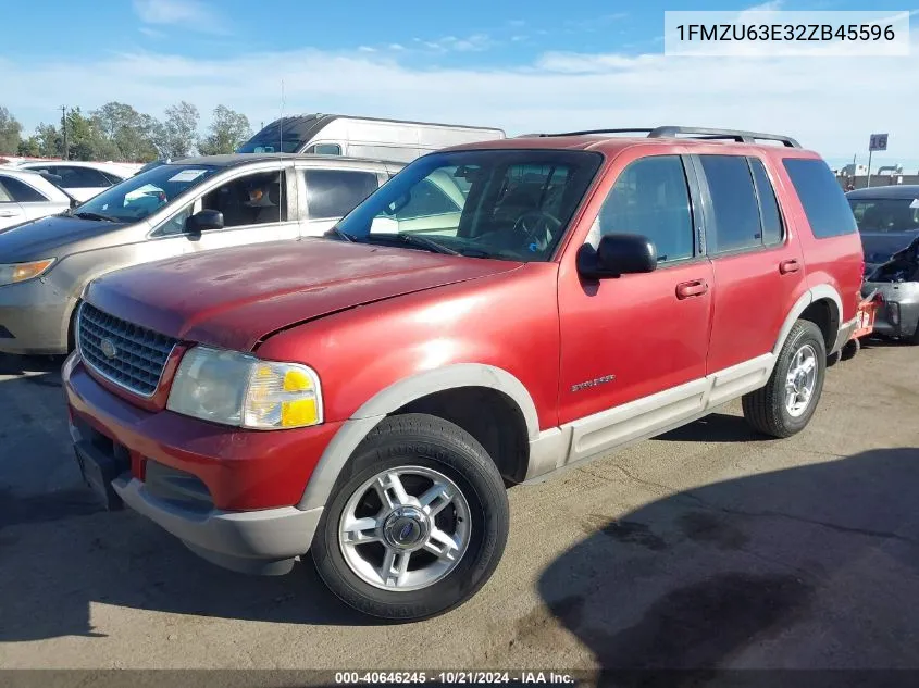 2002 Ford Explorer Xlt VIN: 1FMZU63E32ZB45596 Lot: 40646245