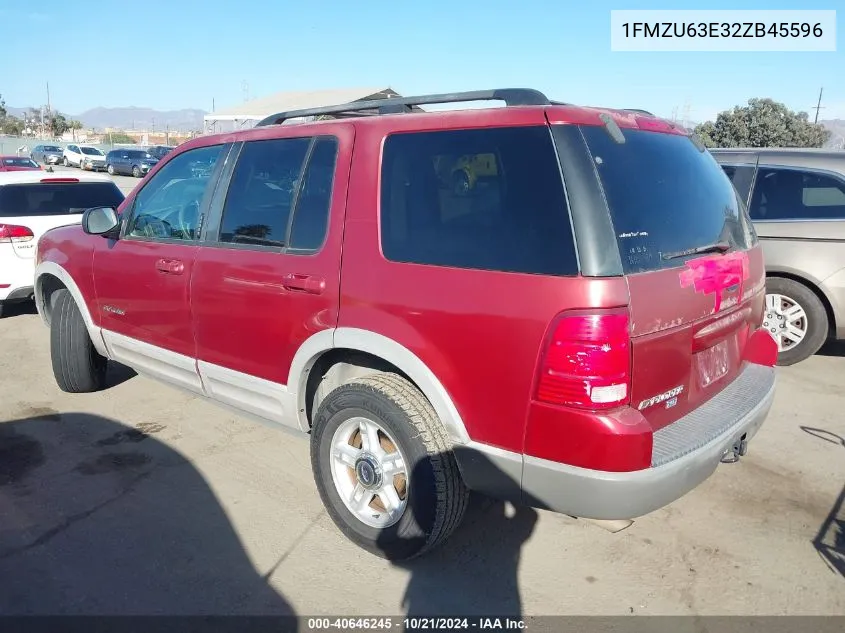 2002 Ford Explorer Xlt VIN: 1FMZU63E32ZB45596 Lot: 40646245