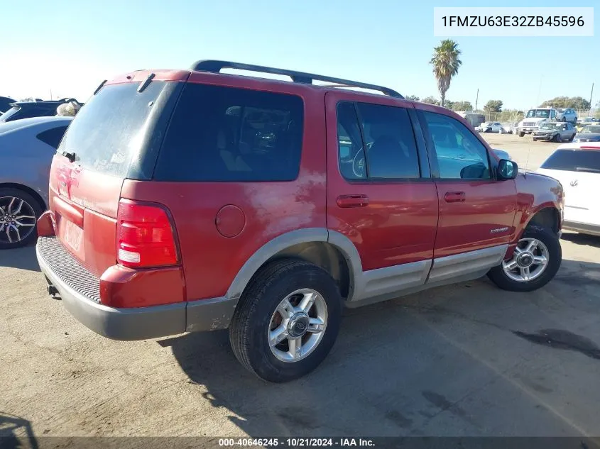 2002 Ford Explorer Xlt VIN: 1FMZU63E32ZB45596 Lot: 40646245