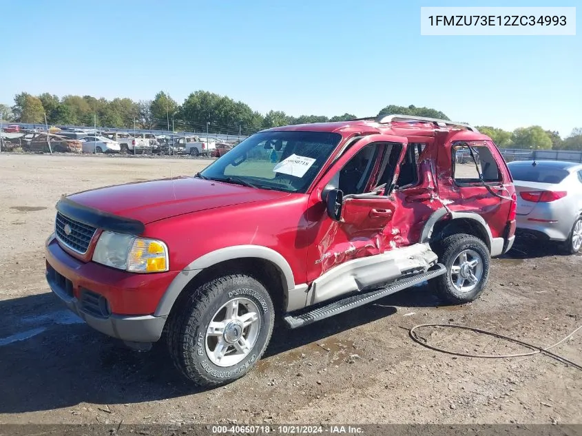 2002 Ford Explorer Xlt VIN: 1FMZU73E12ZC34993 Lot: 40650718