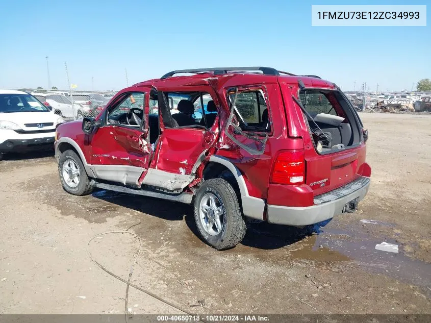 2002 Ford Explorer Xlt VIN: 1FMZU73E12ZC34993 Lot: 40650718