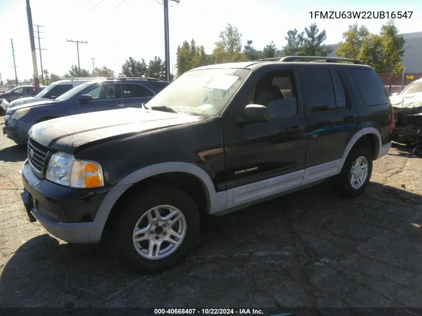 2002 Ford Explorer Xlt VIN: 1FMZU63W22UB16547 Lot: 40668407