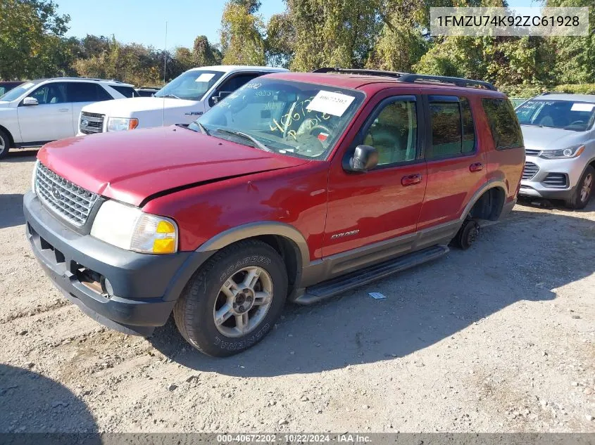 2002 Ford Explorer Eddie Bauer VIN: 1FMZU74K92ZC61928 Lot: 40672202