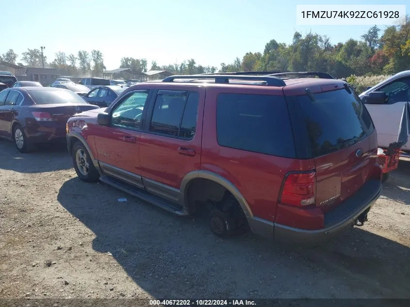 2002 Ford Explorer Eddie Bauer VIN: 1FMZU74K92ZC61928 Lot: 40672202