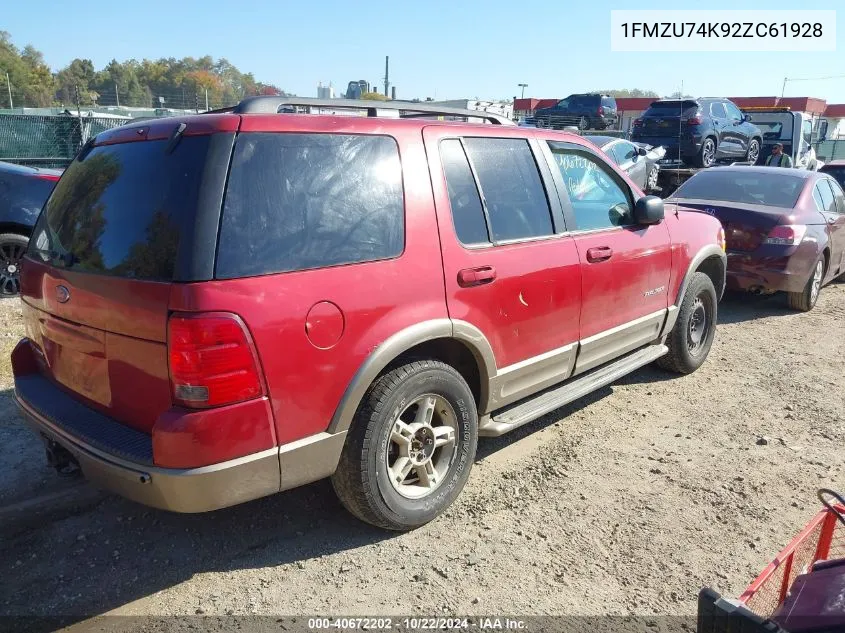 2002 Ford Explorer Eddie Bauer VIN: 1FMZU74K92ZC61928 Lot: 40672202