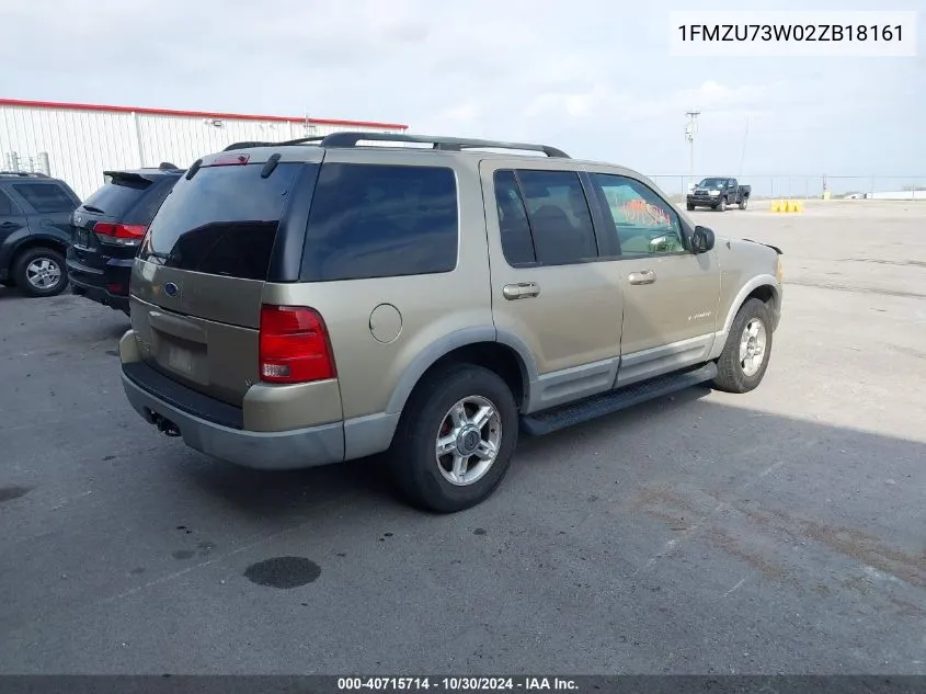 2002 Ford Explorer Xlt VIN: 1FMZU73W02ZB18161 Lot: 40715714