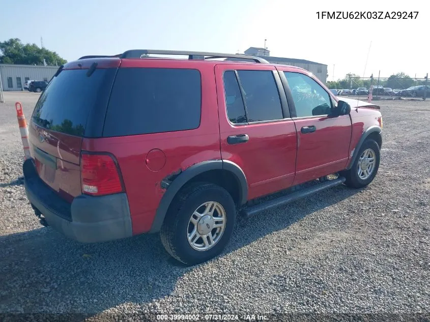 2003 Ford Explorer Xls VIN: 1FMZU62K03ZA29247 Lot: 39994002