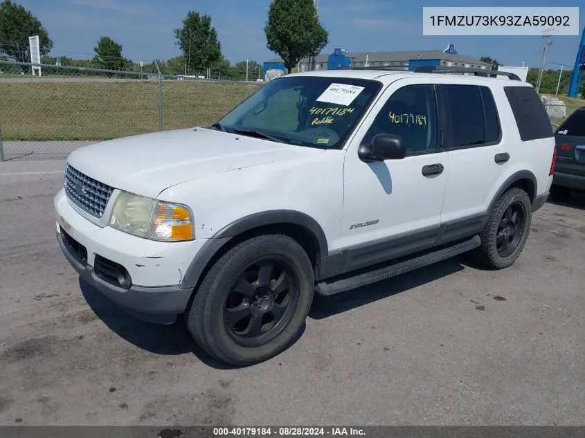 2003 Ford Explorer Nbx/Xlt VIN: 1FMZU73K93ZA59092 Lot: 40179184