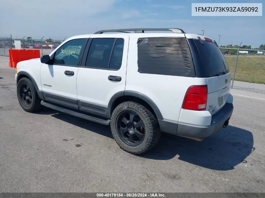 2003 Ford Explorer Nbx/Xlt VIN: 1FMZU73K93ZA59092 Lot: 40179184