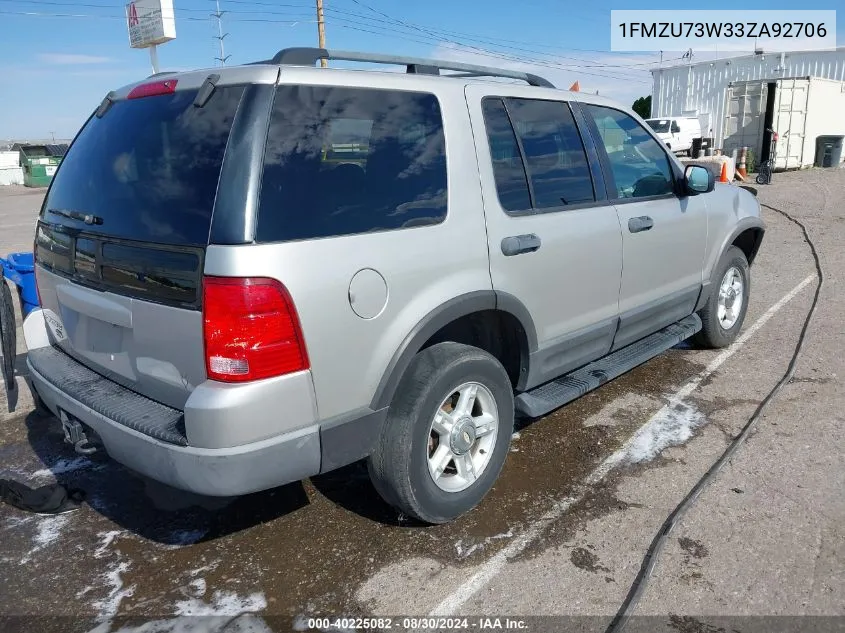 2003 Ford Explorer Nbx/Xlt VIN: 1FMZU73W33ZA92706 Lot: 40225082