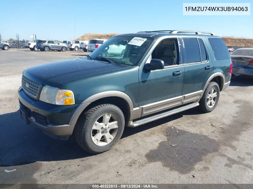 2003 Ford Explorer Eddie Bauer VIN: 1FMZU74WX3UB94063 Lot: 40322813