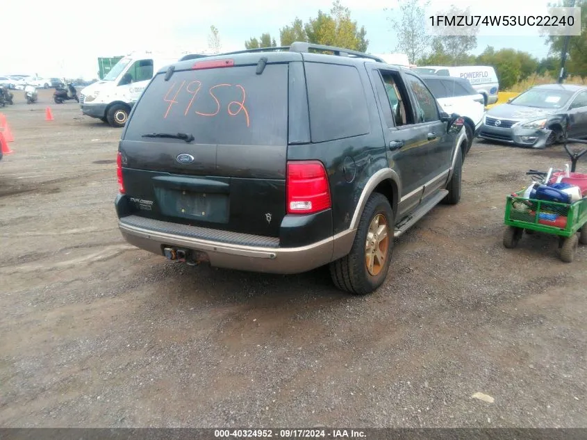 2003 Ford Explorer Eddie Bauer VIN: 1FMZU74W53UC22240 Lot: 40324952