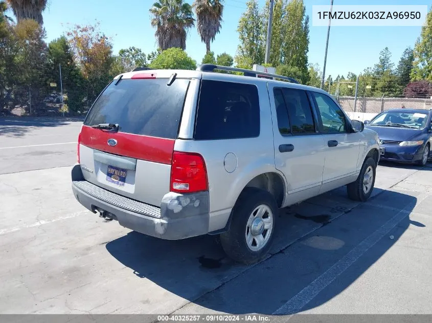 2003 Ford Explorer Xls VIN: 1FMZU62K03ZA96950 Lot: 40325257