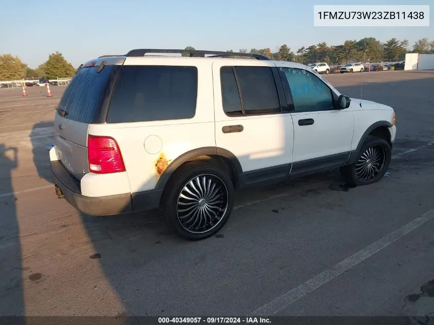 2003 Ford Explorer Xlt/Xlt Sport/Nbx VIN: 1FMZU73W23ZB11438 Lot: 40349057