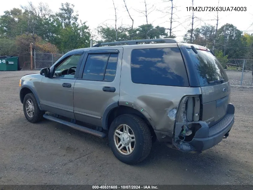 2003 Ford Explorer Xls VIN: 1FMZU72K63UA74003 Lot: 40531605