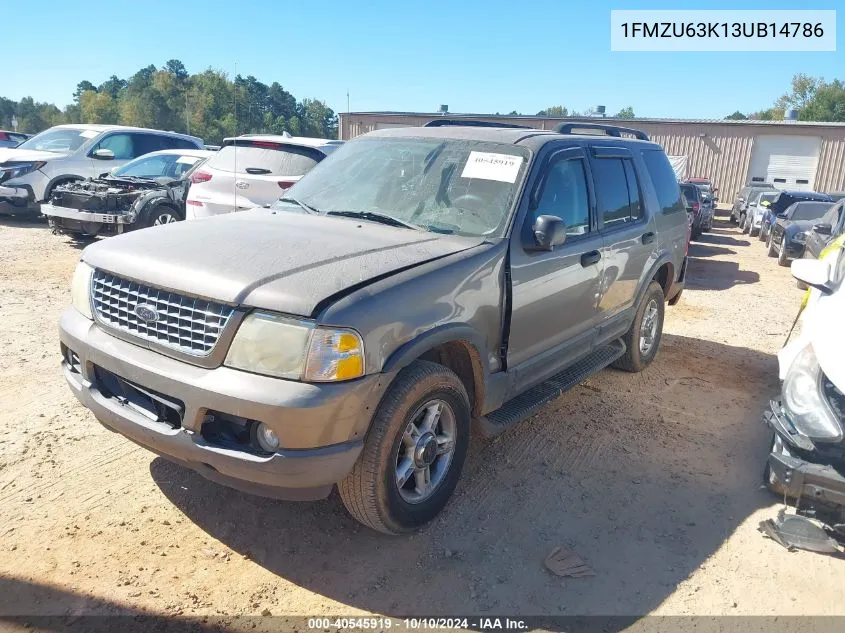 2003 Ford Explorer Nbx/Xlt VIN: 1FMZU63K13UB14786 Lot: 40545919