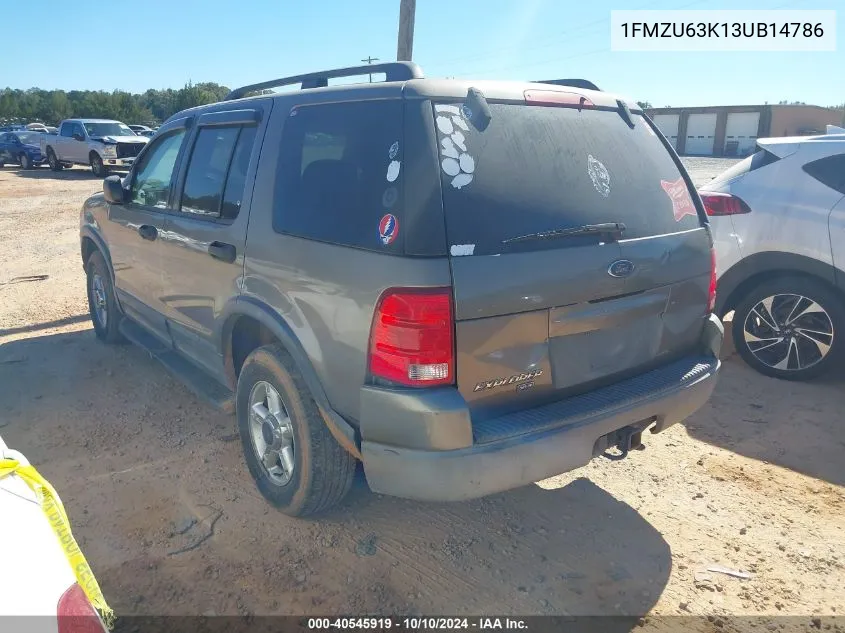 2003 Ford Explorer Nbx/Xlt VIN: 1FMZU63K13UB14786 Lot: 40545919