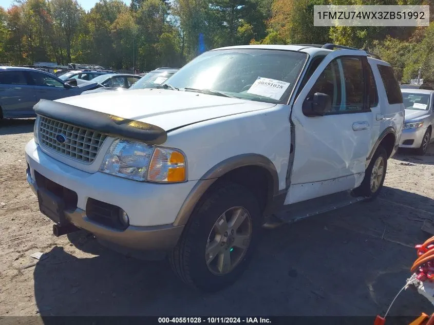 1FMZU74WX3ZB51992 2003 Ford Explorer Eddie Bauer