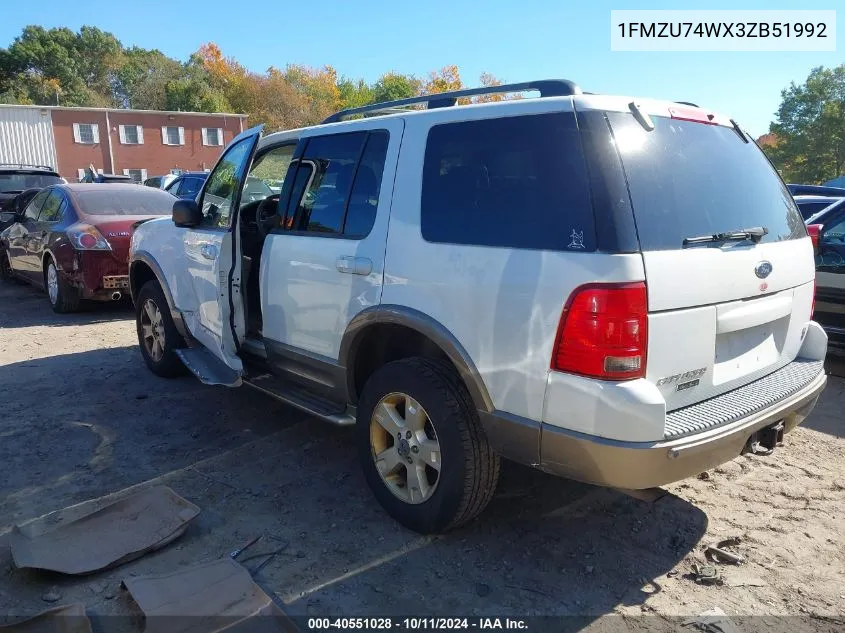 1FMZU74WX3ZB51992 2003 Ford Explorer Eddie Bauer