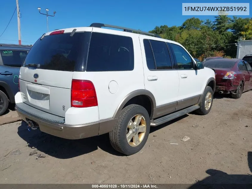 1FMZU74WX3ZB51992 2003 Ford Explorer Eddie Bauer