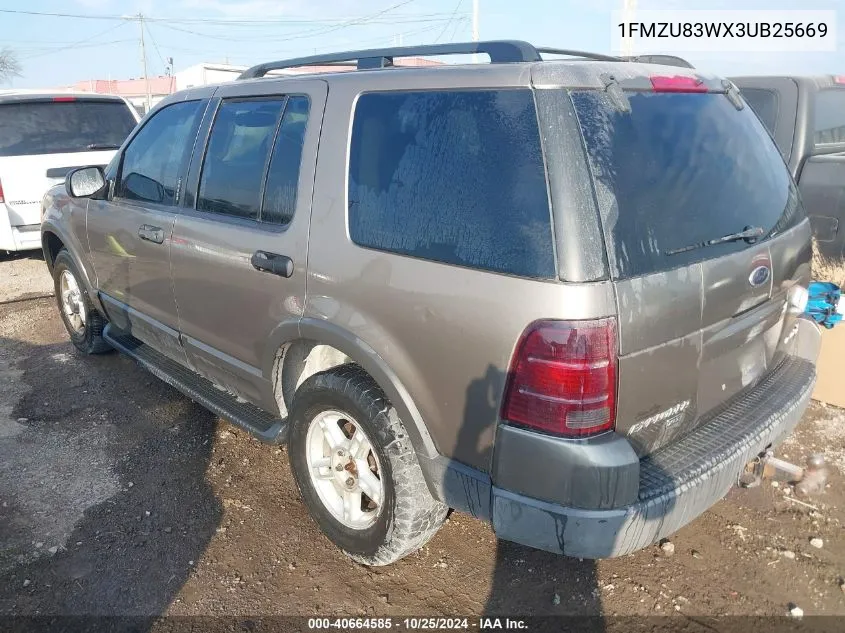 2003 Ford Explorer Xlt VIN: 1FMZU83WX3UB25669 Lot: 40664585