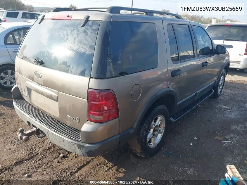 2003 Ford Explorer Xlt VIN: 1FMZU83WX3UB25669 Lot: 40664585