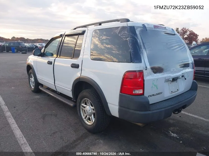 2003 Ford Explorer Xls VIN: 1FMZU72K23ZB59052 Lot: 40666790